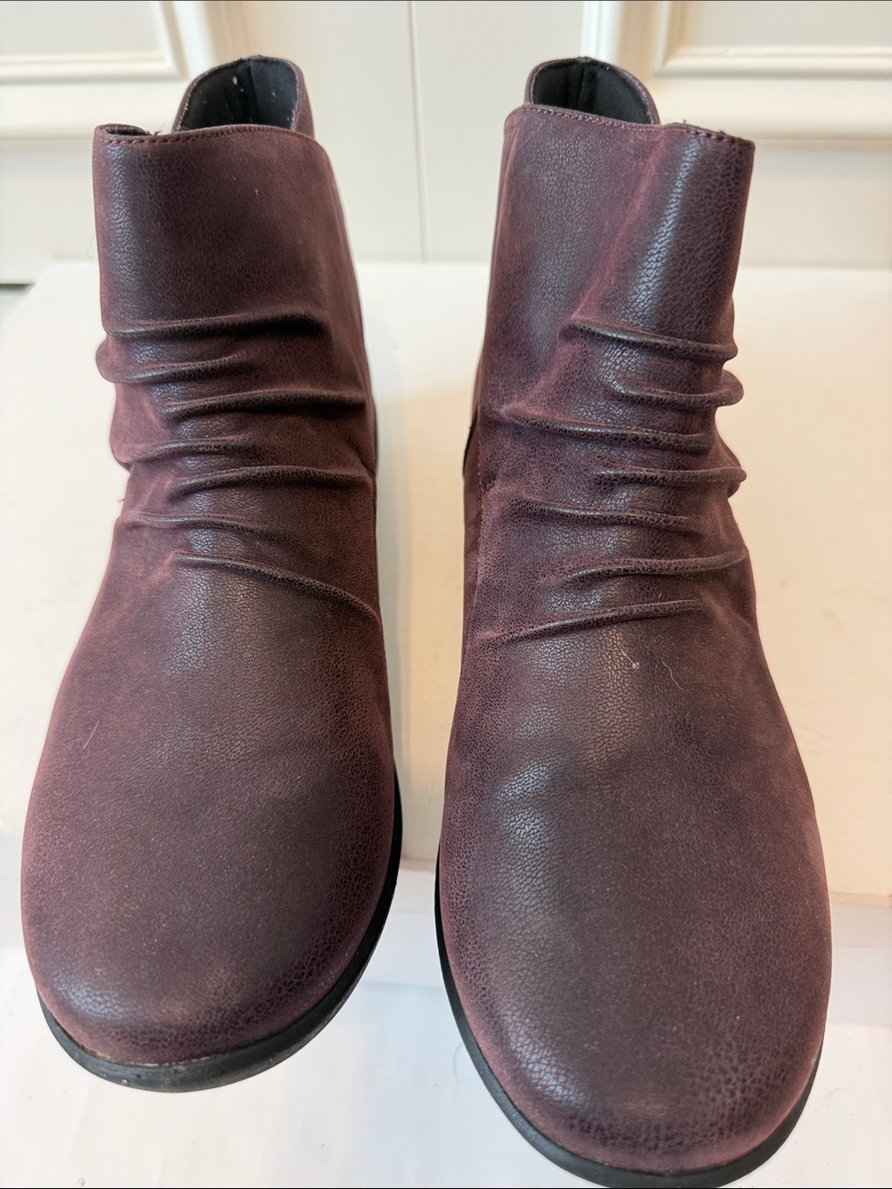 Women’s Clark’s Cloudsteppers Casual Burgundy Ankle Boots - Slip-On Comfort